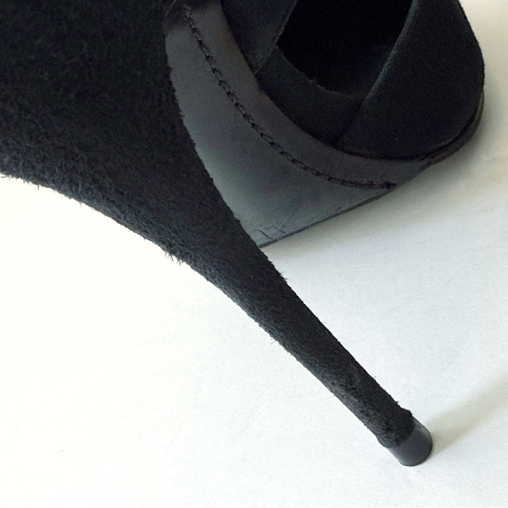 GIUSEPPE ZANOTTI BLACK SUEDE LACE UP ANKLE HIGH HEEL POINTY TOE PUMPS - Picture 10 of 11